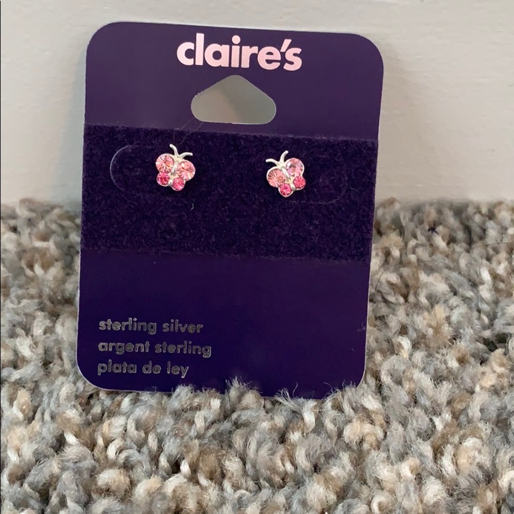 Claire’s brand new butterfly pink earrings